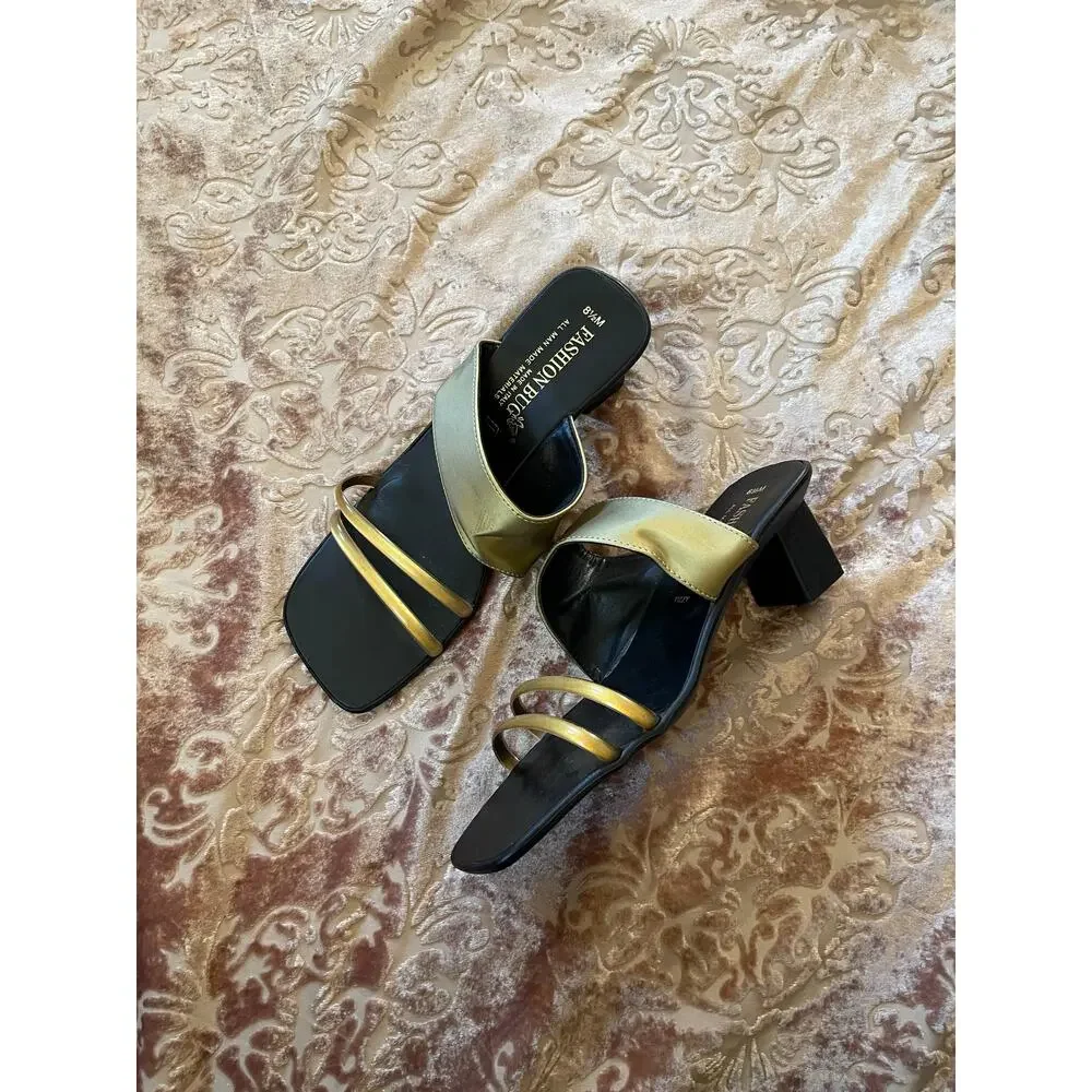 Y2k 90s‎ square toe sandal heels strappy slip on size 8.5